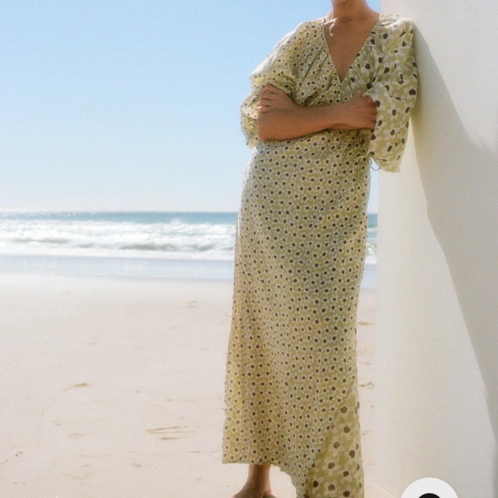 Zulu & Zephyr Olive Daisy Linen Dress